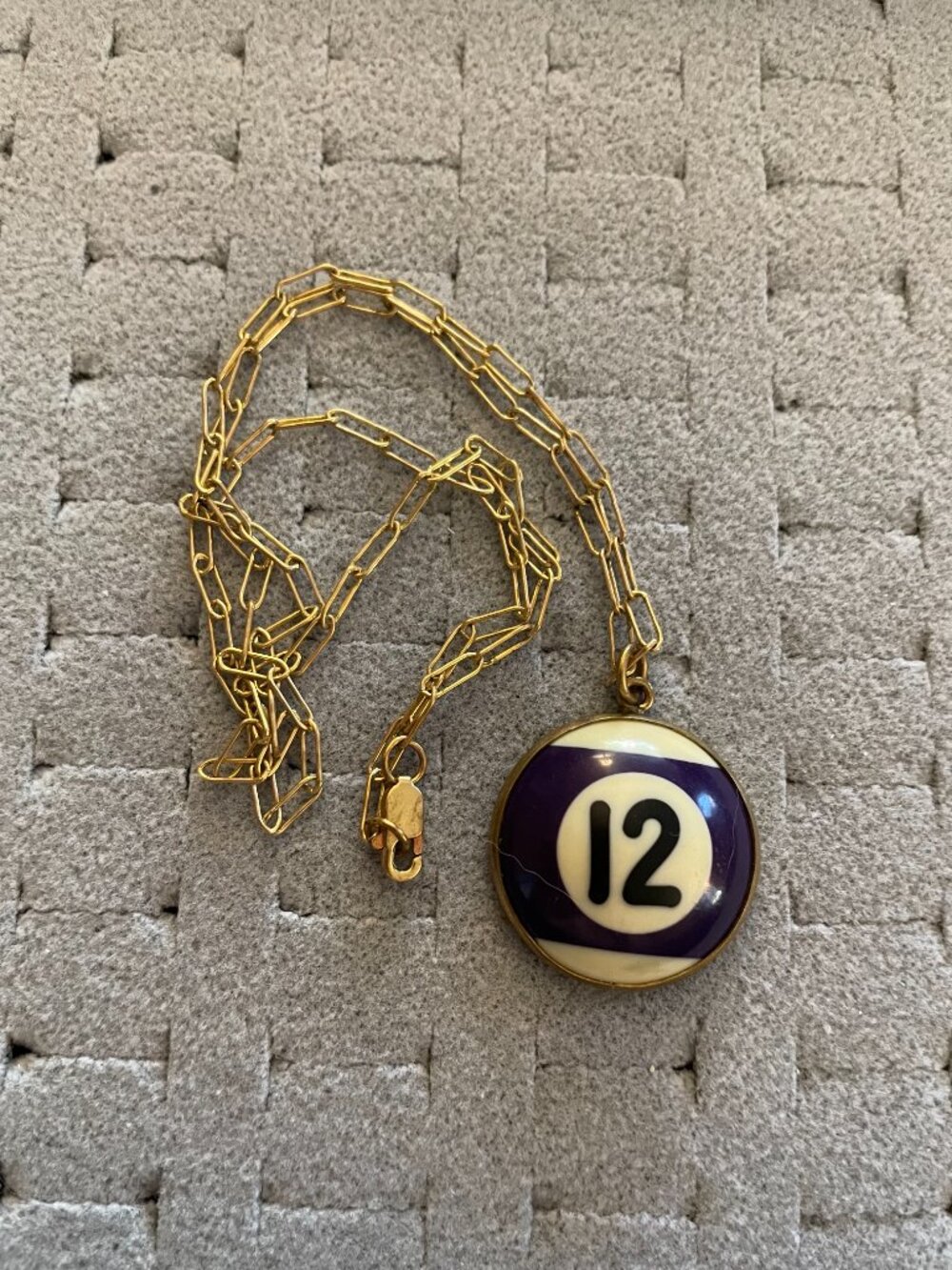 Vintage Necklace Billiard Ball 12 Brass 24" Retro Upcycled Handmade OOAK Art $98 - Picture 4 of 9